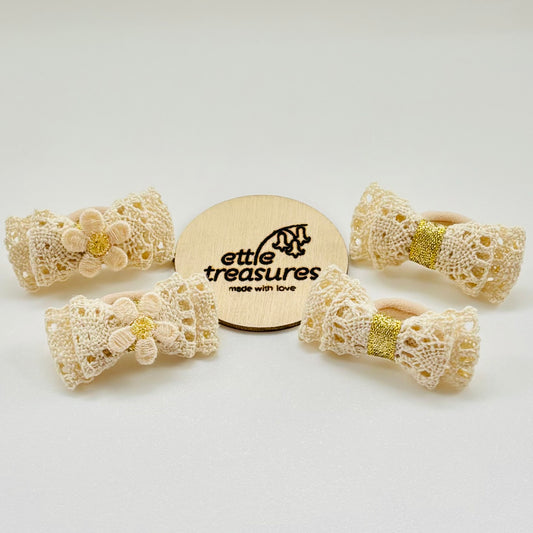 Lace and gold hair bobbles