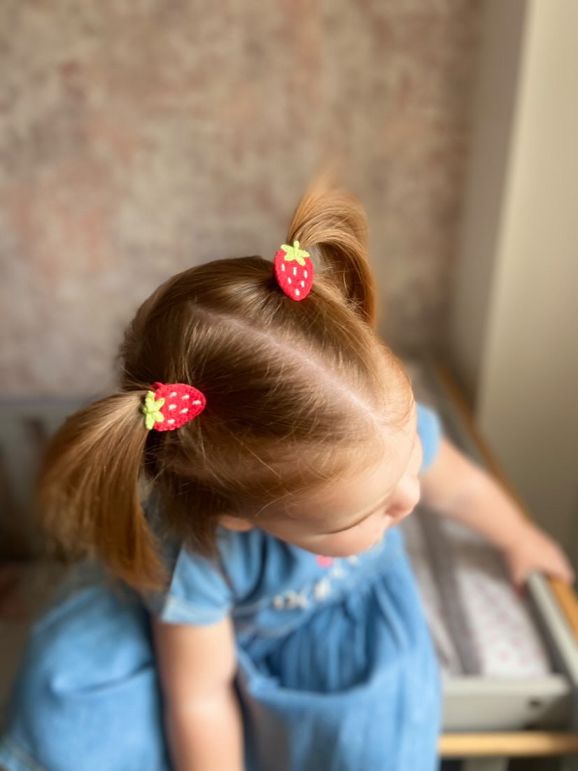 Strawberry hair bobbles and hair clips