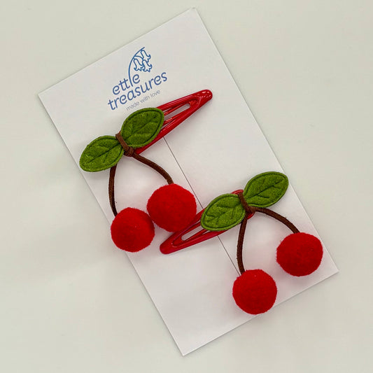 Cherry hair clips