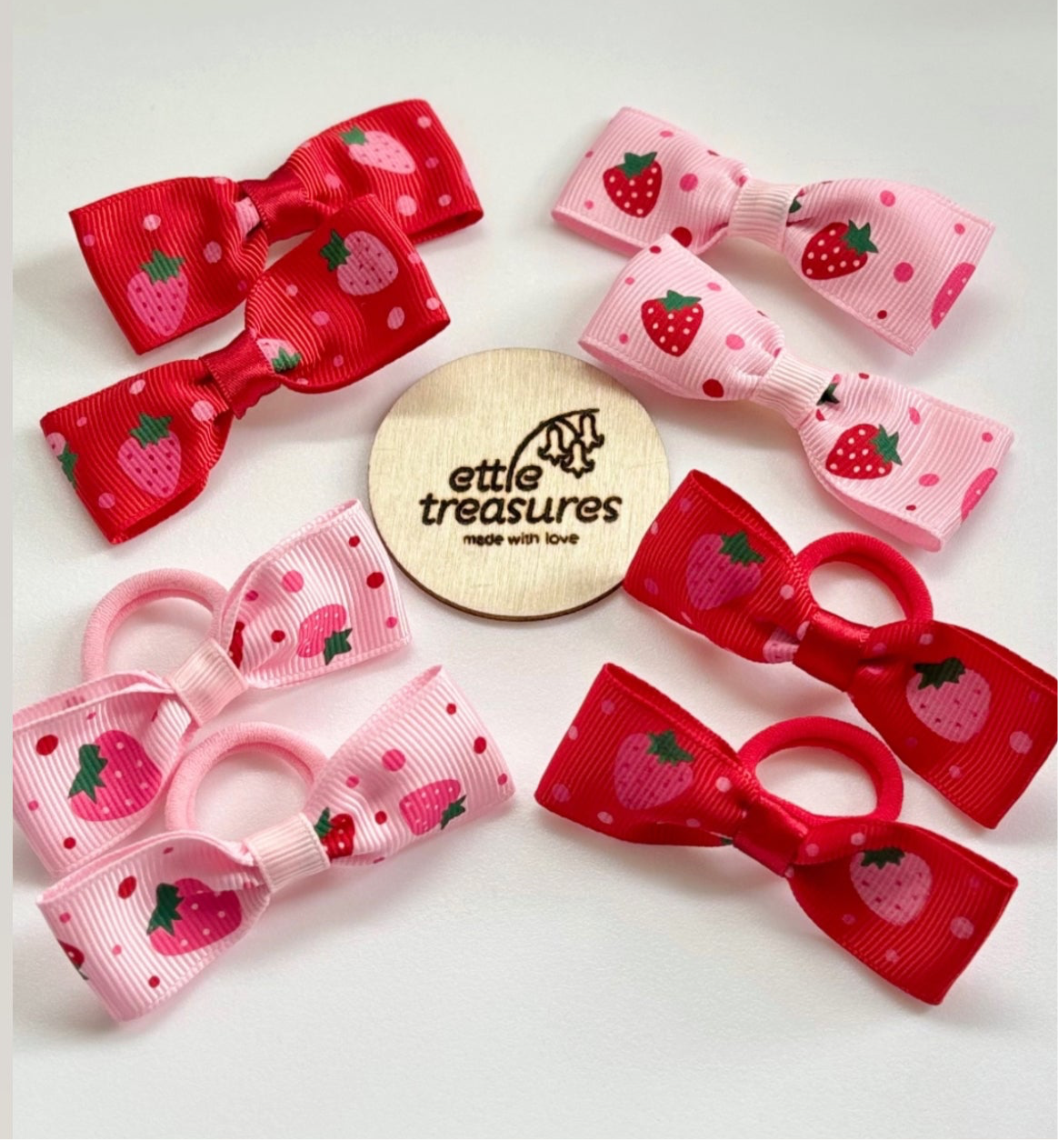 Strawberry hair bobbles and hair clips