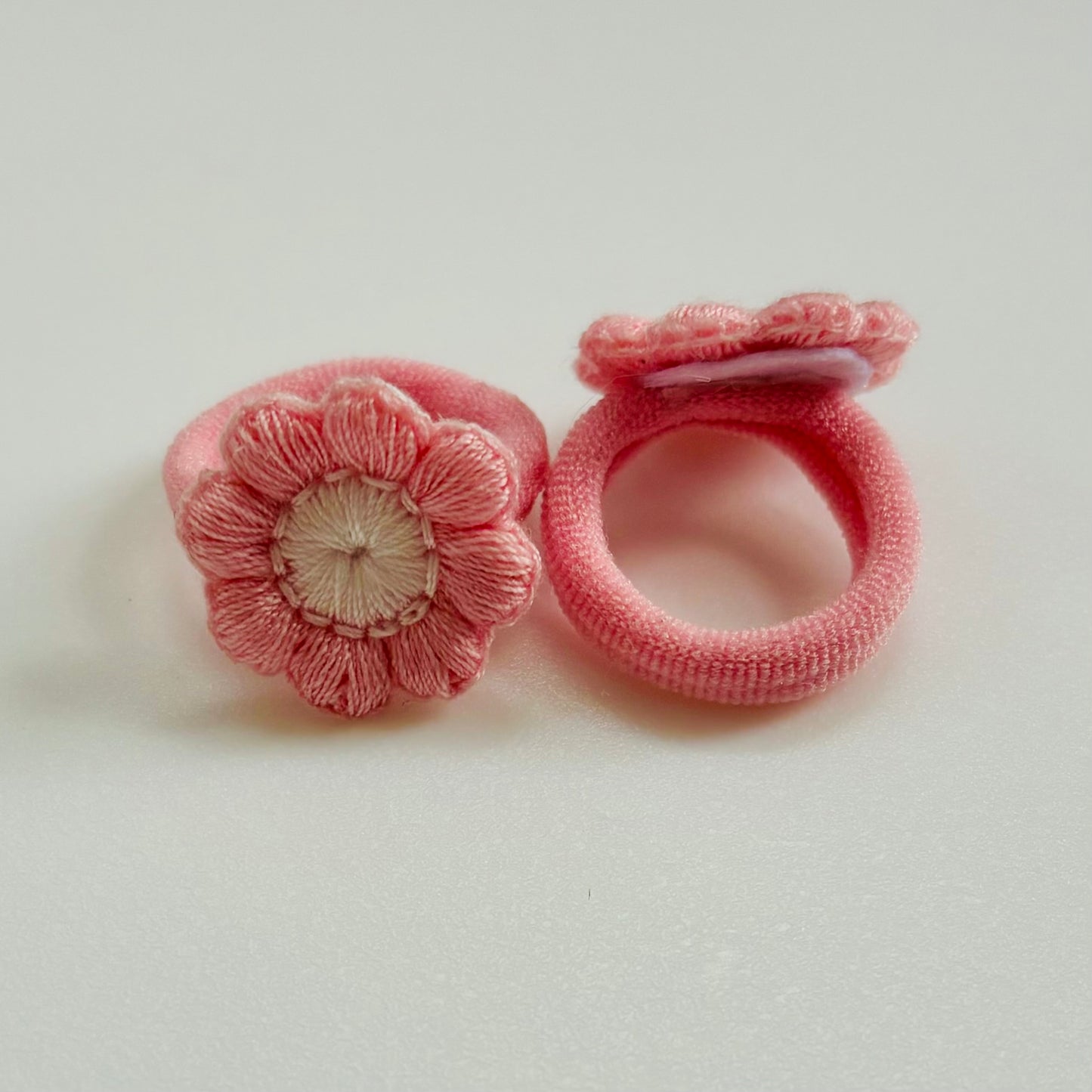 Baby toddler embroidered flower hair bobbles