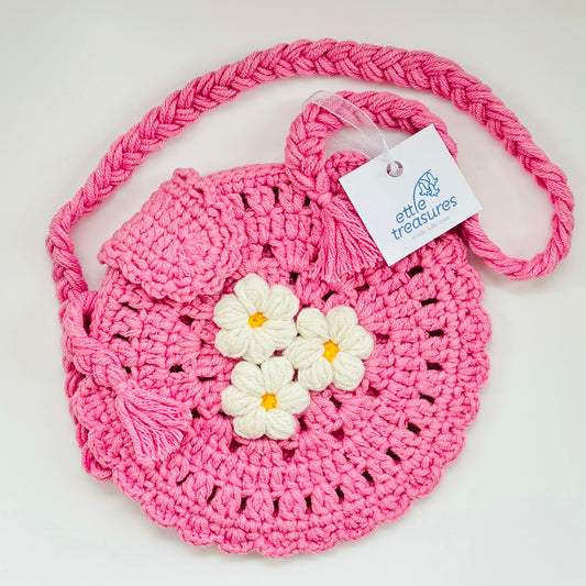 Pink crochet bag