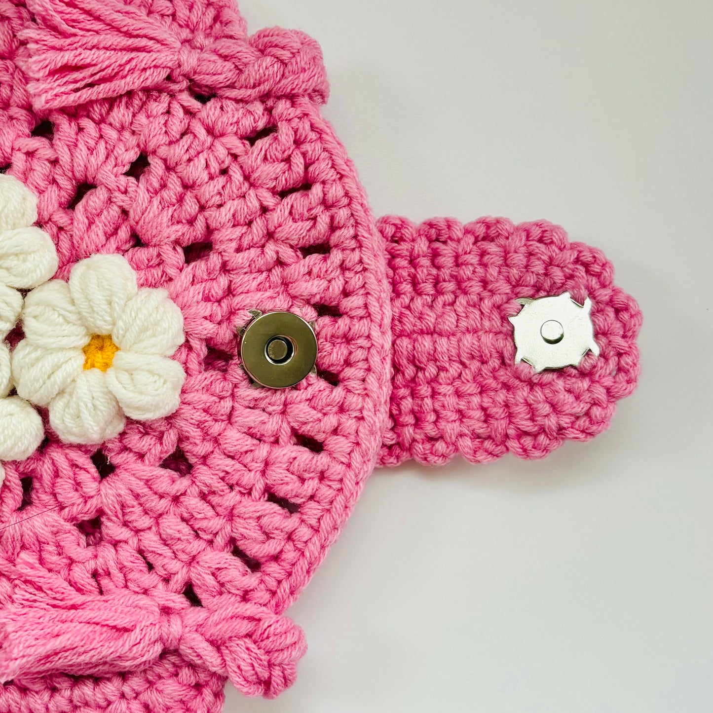 Pink crochet bag