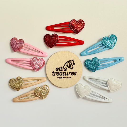 Sparkle heart hair clips